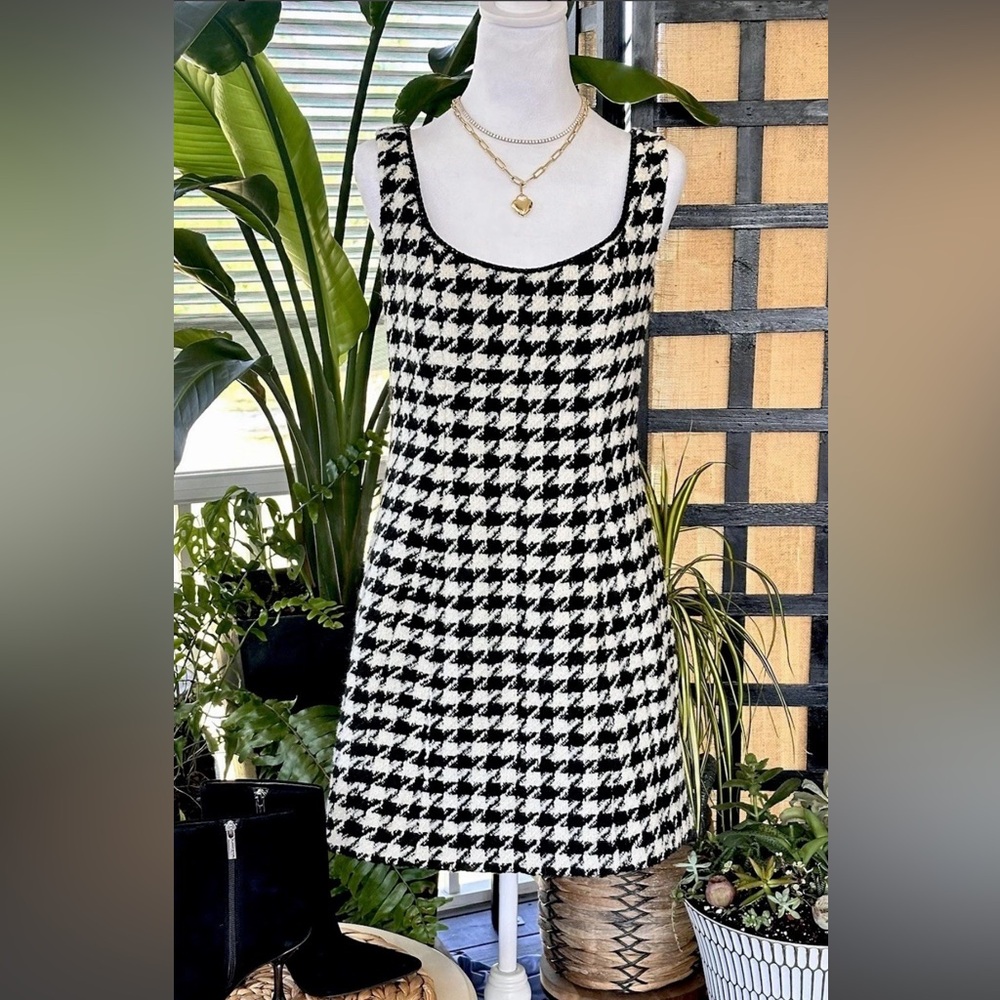 ANTONIO MELANI Houndstooth Tweed Mini Dress